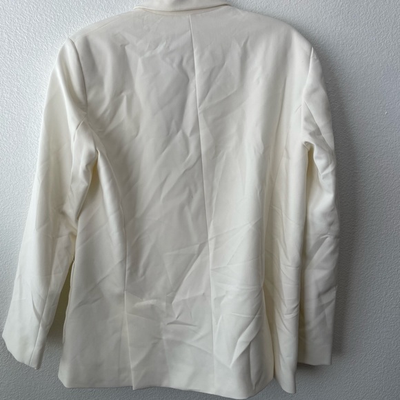 Zara Straight Cut Tailored Blazer Jacket with Pockets Size Small Ecru 8473/888 - Picture 6 of 10